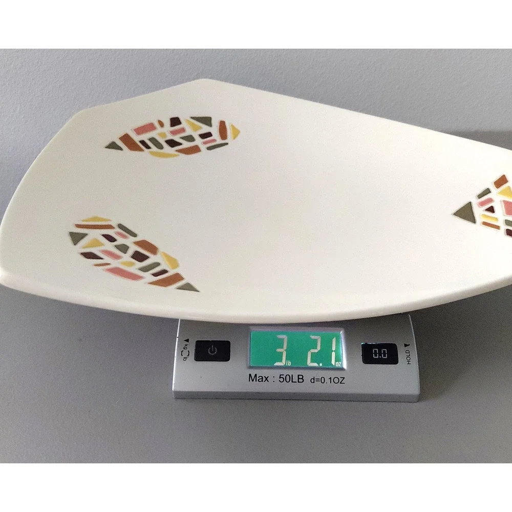 1960's Triangular Serving Platter Mid-century Modern Set of 2 Cream Groovey VTG